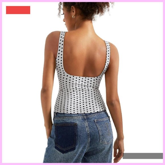 Double Lined Padded Open Back Tank Top Boat Neck Basic Shirt - Picture 1 of 4